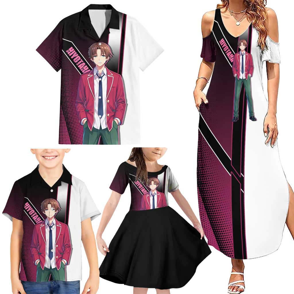 Kiyotaka Ayanokouji Family Matching Summer Maxi Dress and Hawaiian Shirt Minimalist Strategic Anime Style
