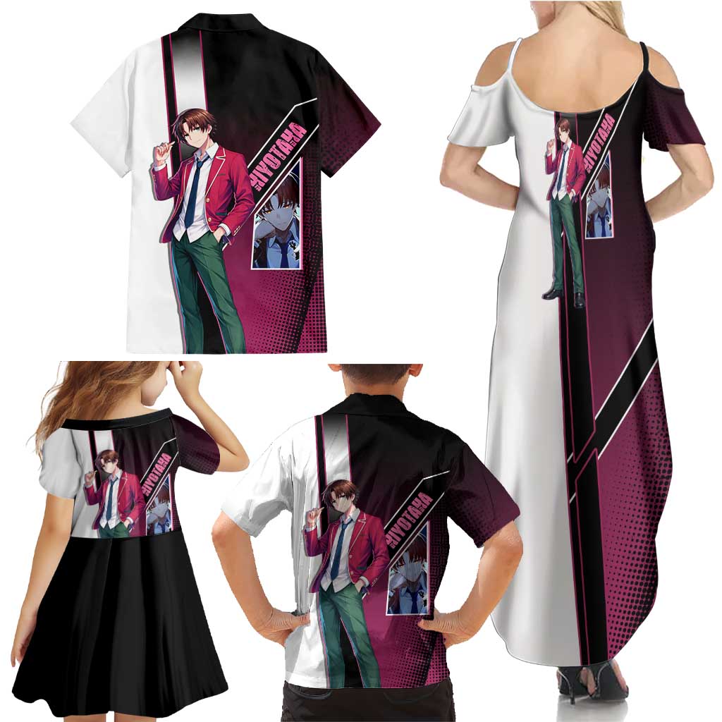 Kiyotaka Ayanokouji Family Matching Summer Maxi Dress and Hawaiian Shirt Minimalist Strategic Anime Style