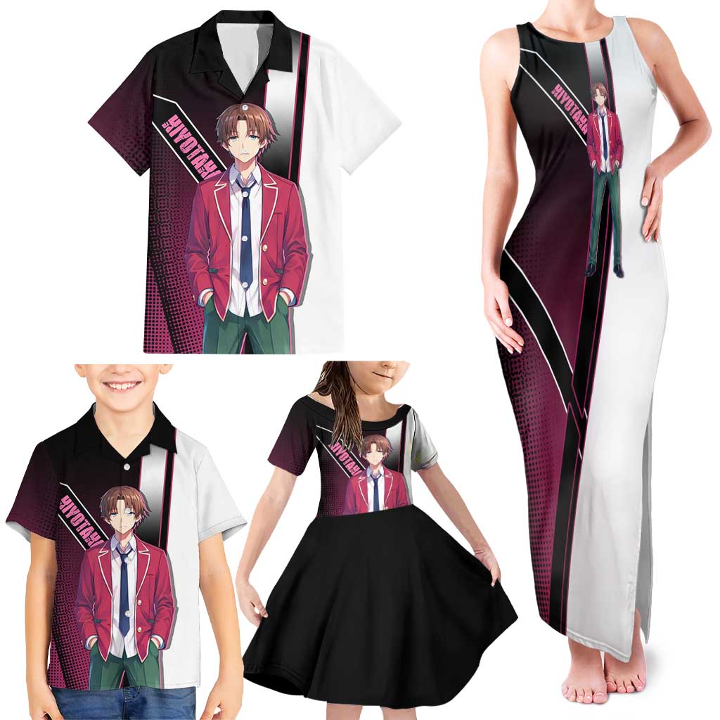 Kiyotaka Ayanokouji Family Matching Tank Maxi Dress and Hawaiian Shirt Minimalist Strategic Anime Style