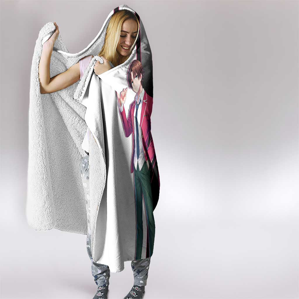 Kiyotaka Ayanokouji Hooded Blanket Minimalist Strategic Anime Style