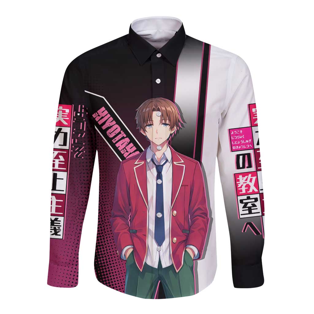 Kiyotaka Ayanokouji Long Sleeve Button Shirt Minimalist Strategic Anime Style
