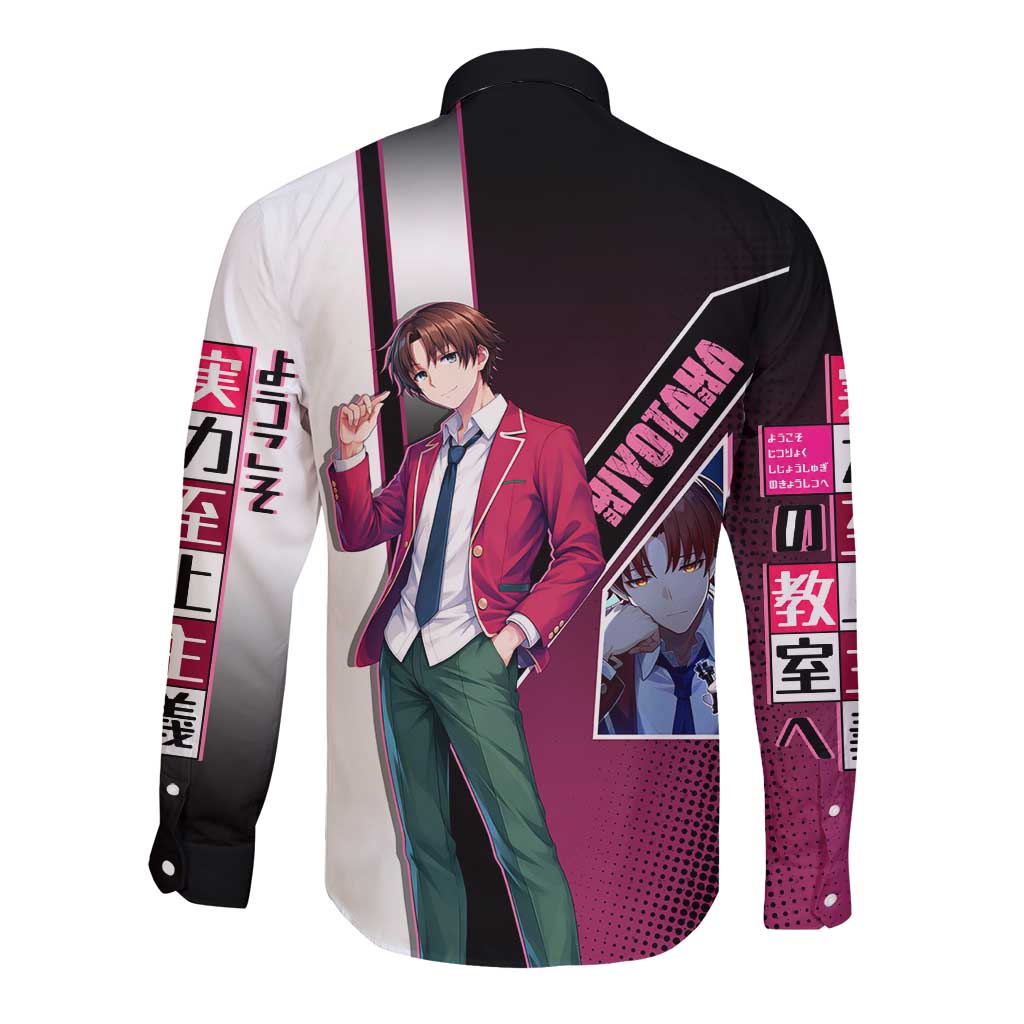 Kiyotaka Ayanokouji Long Sleeve Button Shirt Minimalist Strategic Anime Style