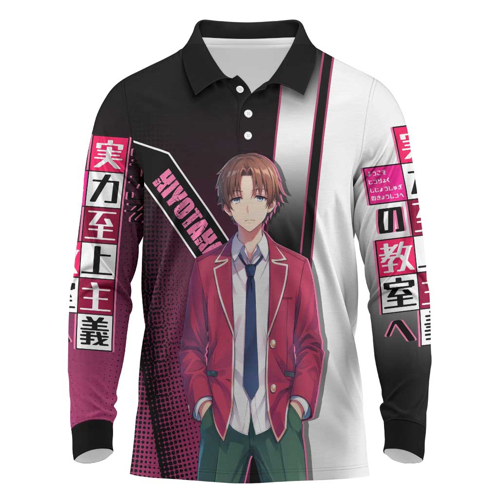 Kiyotaka Ayanokouji Long Sleeve Polo Shirt Minimalist Strategic Anime Style