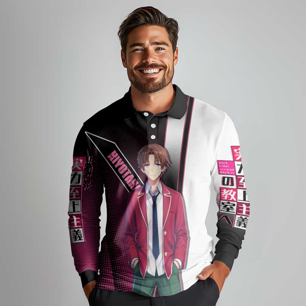 Kiyotaka Ayanokouji Long Sleeve Polo Shirt Minimalist Strategic Anime Style