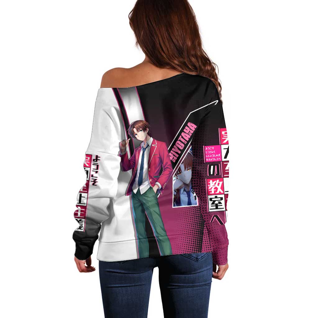 Kiyotaka Ayanokouji Off Shoulder Sweater Minimalist Strategic Anime Style