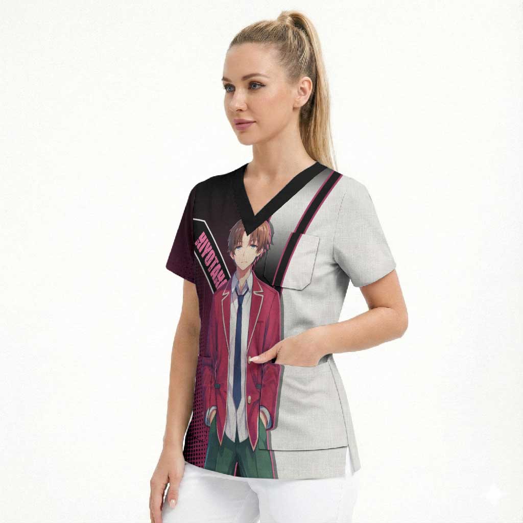 Kiyotaka Ayanokouji Scrub Top Minimalist Strategic Anime Style