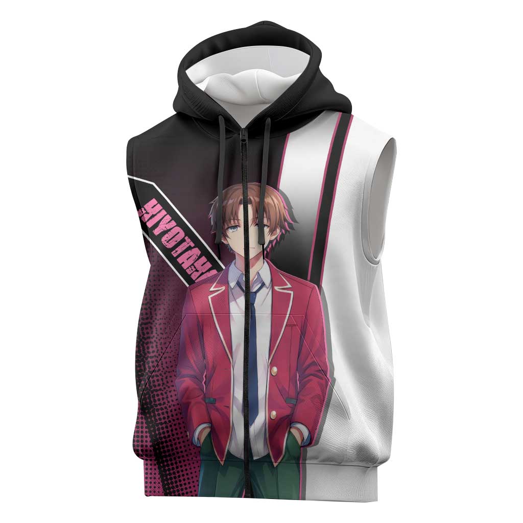 Kiyotaka Ayanokouji Sleeveless Zip Hoodie Minimalist Strategic Anime Style