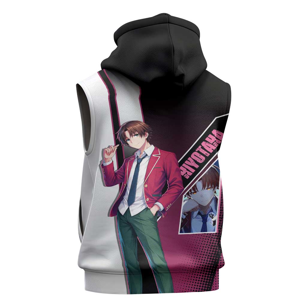 Kiyotaka Ayanokouji Sleeveless Zip Hoodie Minimalist Strategic Anime Style