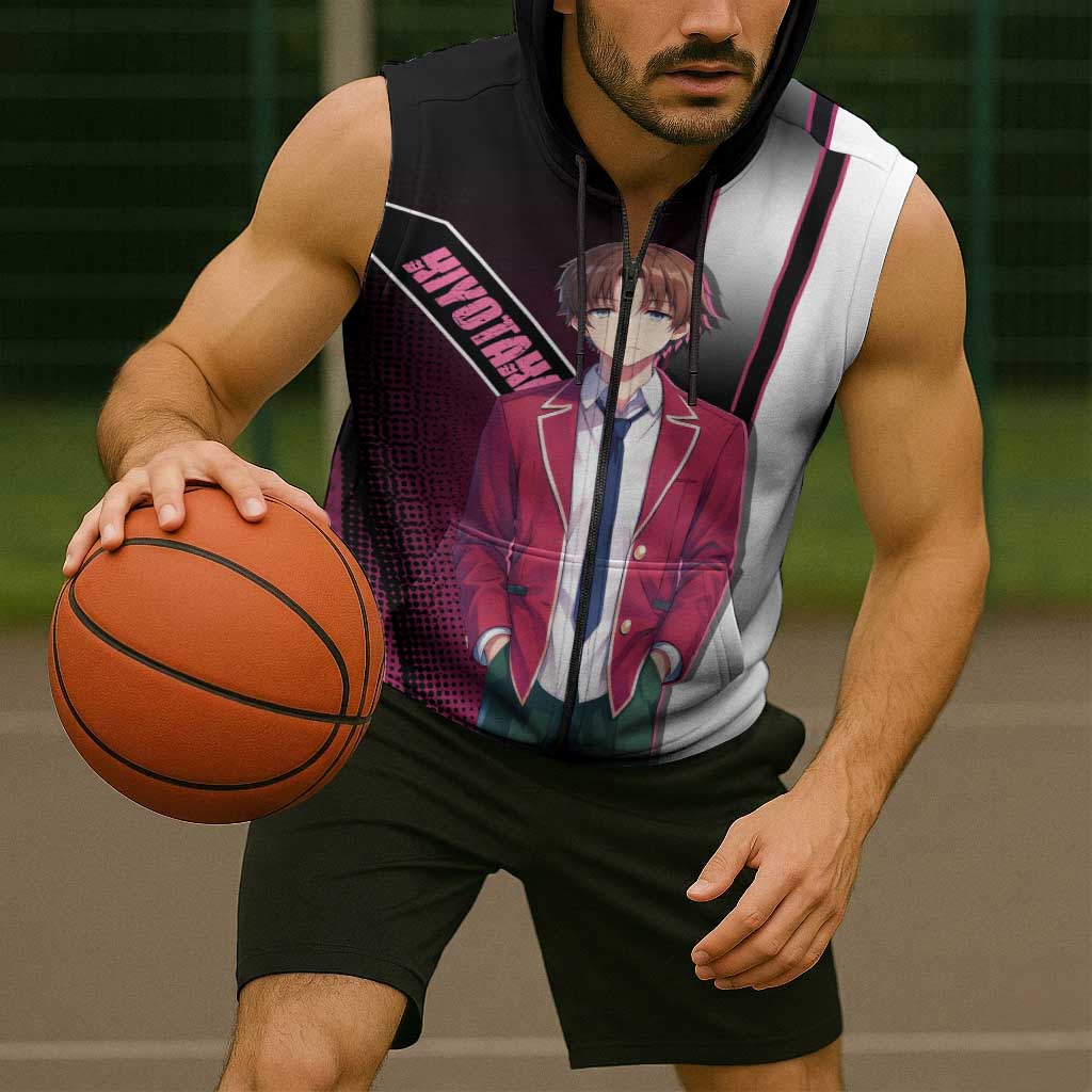 Kiyotaka Ayanokouji Sleeveless Zip Hoodie Minimalist Strategic Anime Style