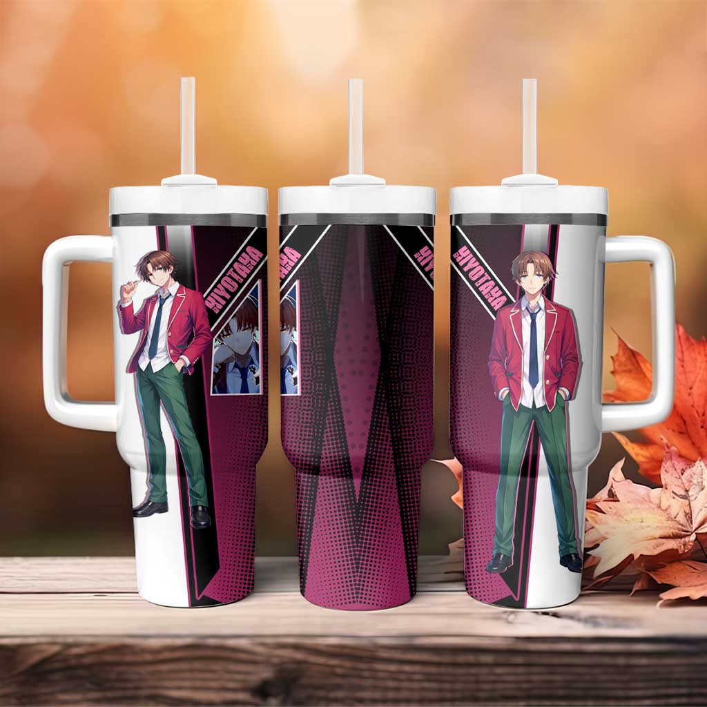 Kiyotaka Ayanokouji Tumbler With Handle Minimalist Strategic Anime Style