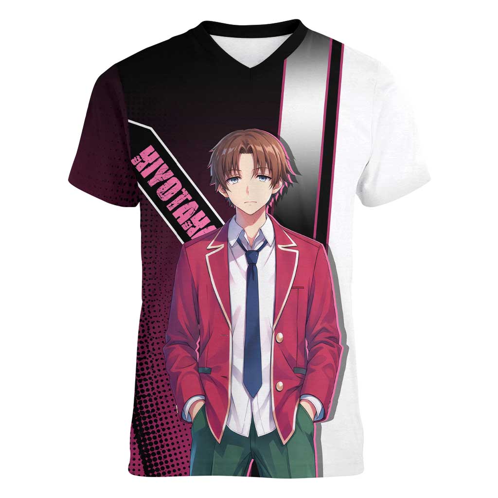 Kiyotaka Ayanokouji Women V-Neck T-Shirt Minimalist Strategic Anime Style