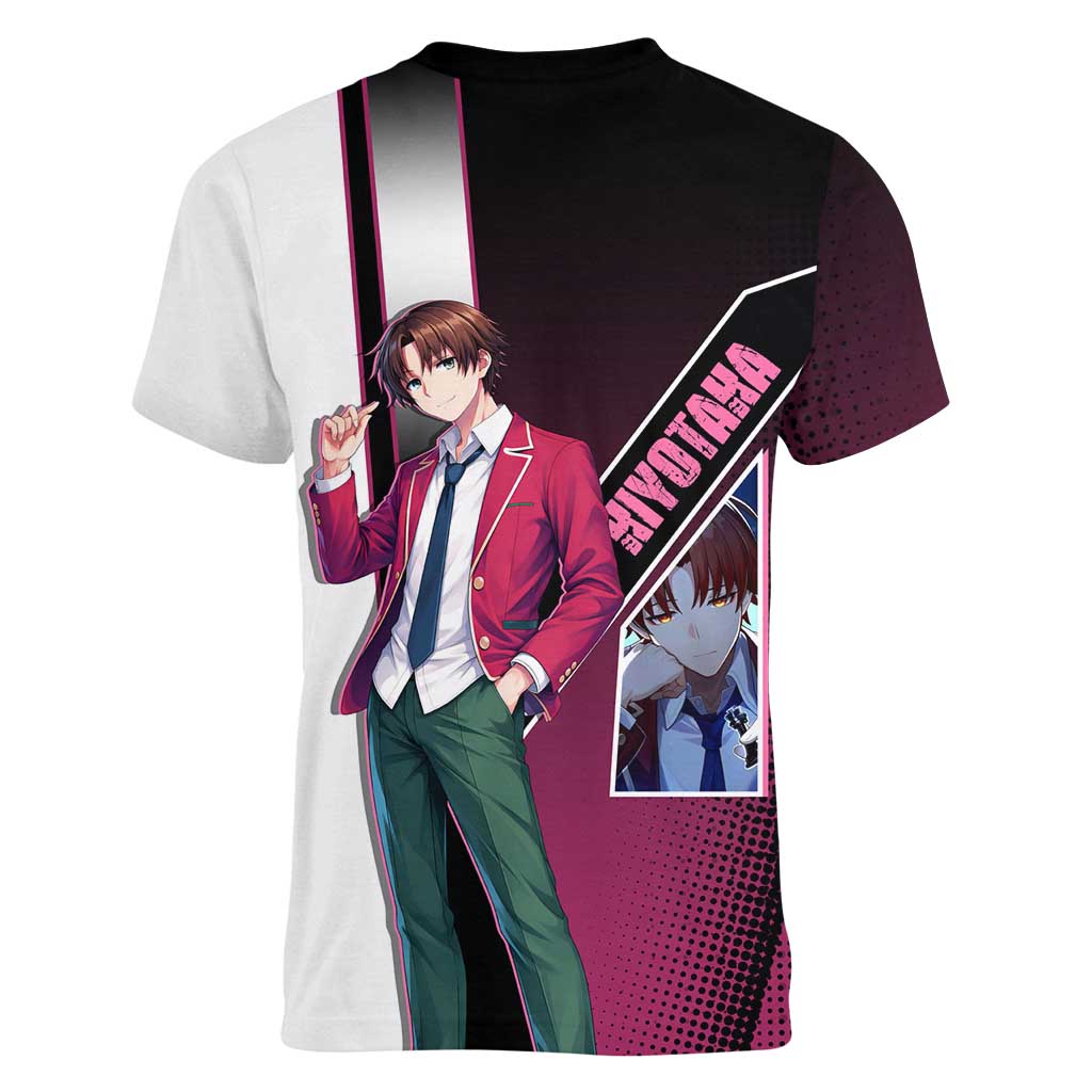 Kiyotaka Ayanokouji Women V-Neck T-Shirt Minimalist Strategic Anime Style
