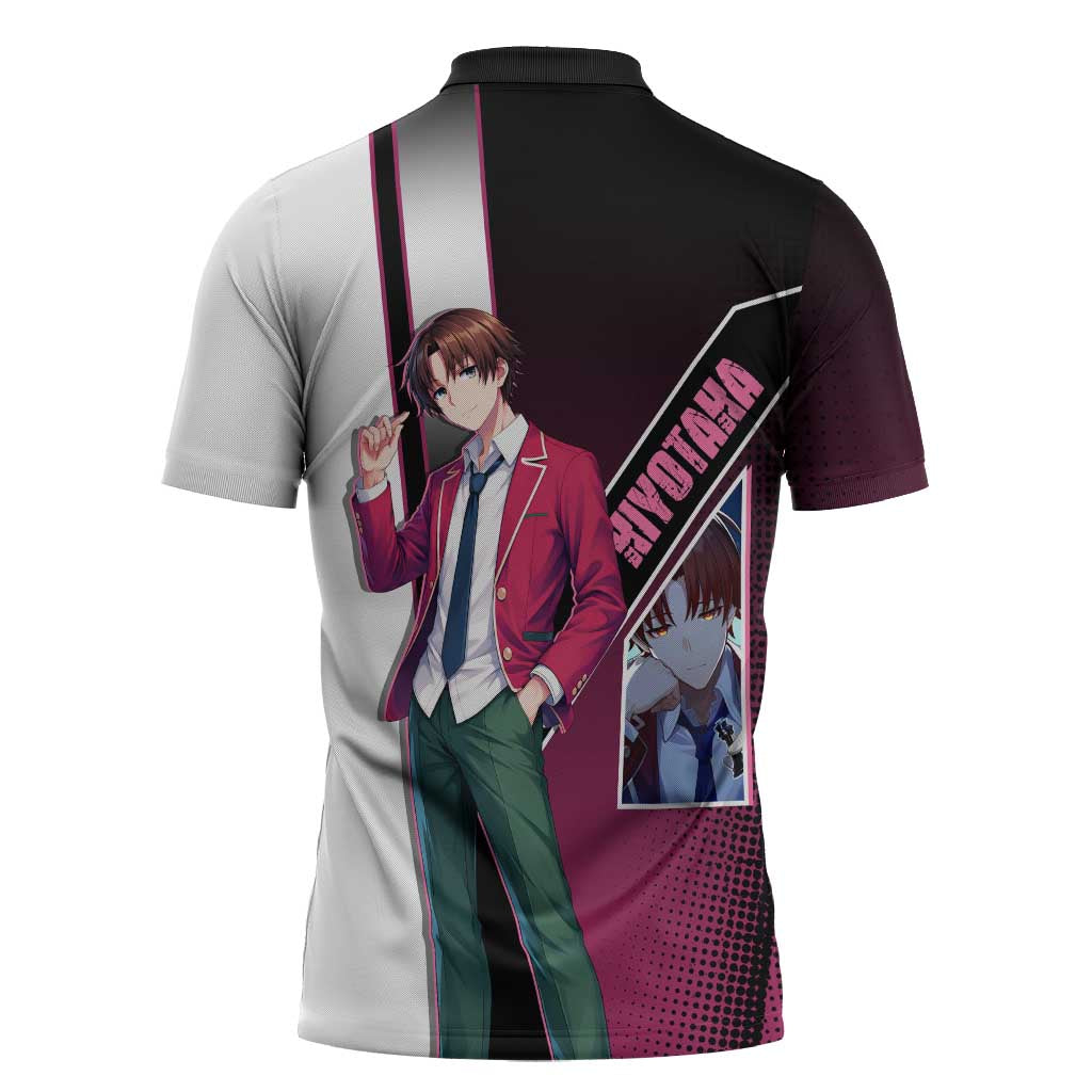 Kiyotaka Ayanokouji Zipper Polo Shirt Minimalist Strategic Anime Style