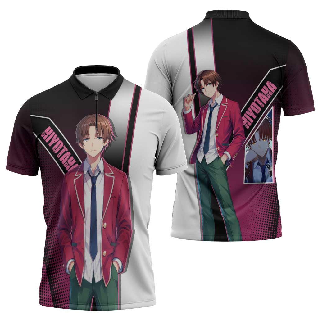 Kiyotaka Ayanokouji Zipper Polo Shirt Minimalist Strategic Anime Style