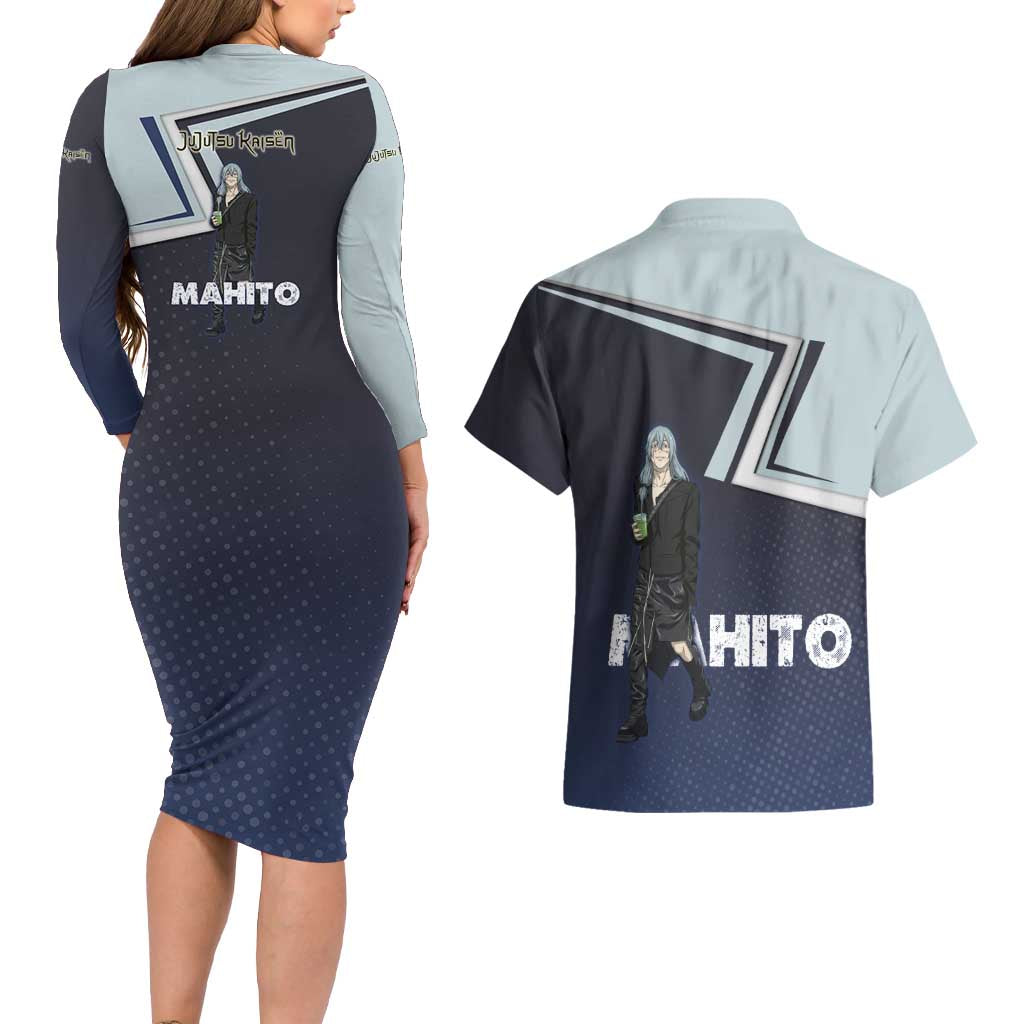 Mahito Couples Matching Long Sleeve Bodycon Dress and Hawaiian Shirt Stylish Anime Villain Aesthetic