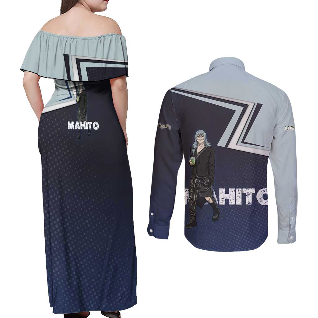 Mahito Couples Matching Off Shoulder Maxi Dress and Long Sleeve Button Shirt Stylish Anime Villain Aesthetic