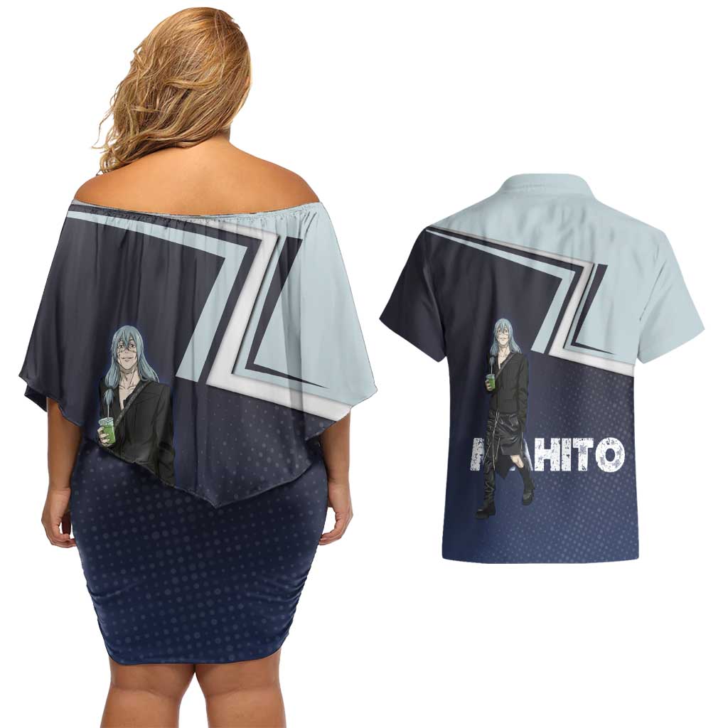 Mahito Couples Matching Off Shoulder Short Dress and Hawaiian Shirt Stylish Anime Villain Aesthetic