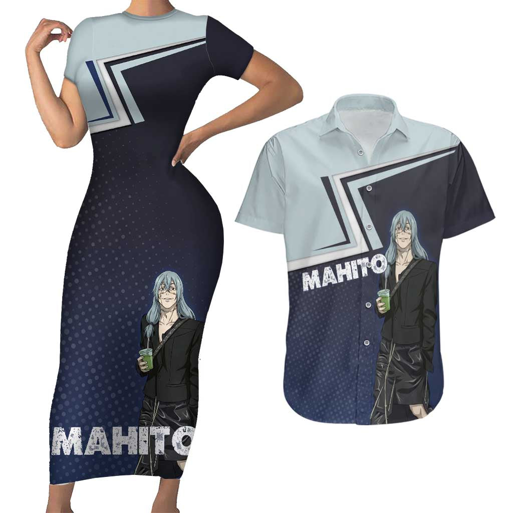 Mahito Couples Matching Short Sleeve Bodycon Dress and Hawaiian Shirt Stylish Anime Villain Aesthetic