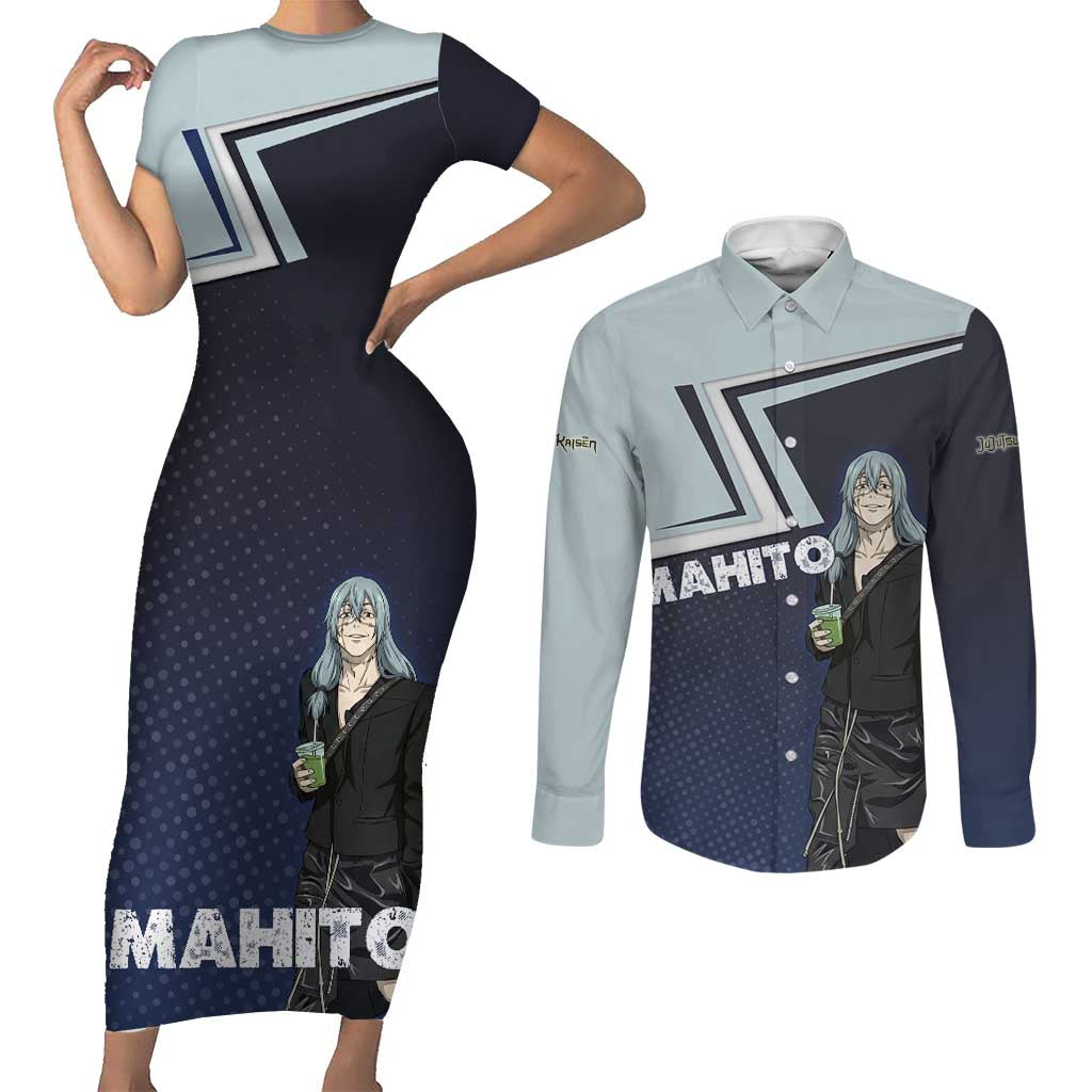 Mahito Couples Matching Short Sleeve Bodycon Dress and Long Sleeve Button Shirt Stylish Anime Villain Aesthetic
