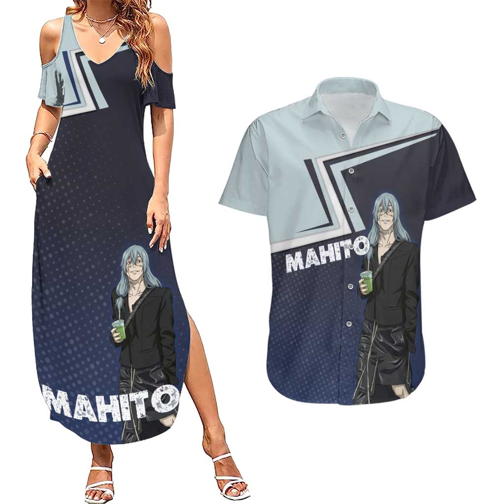 Mahito Couples Matching Summer Maxi Dress and Hawaiian Shirt Stylish Anime Villain Aesthetic