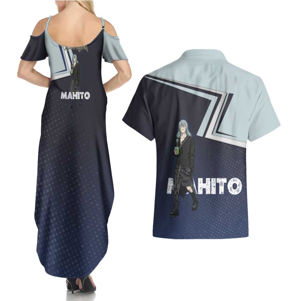 Mahito Couples Matching Summer Maxi Dress and Hawaiian Shirt Stylish Anime Villain Aesthetic