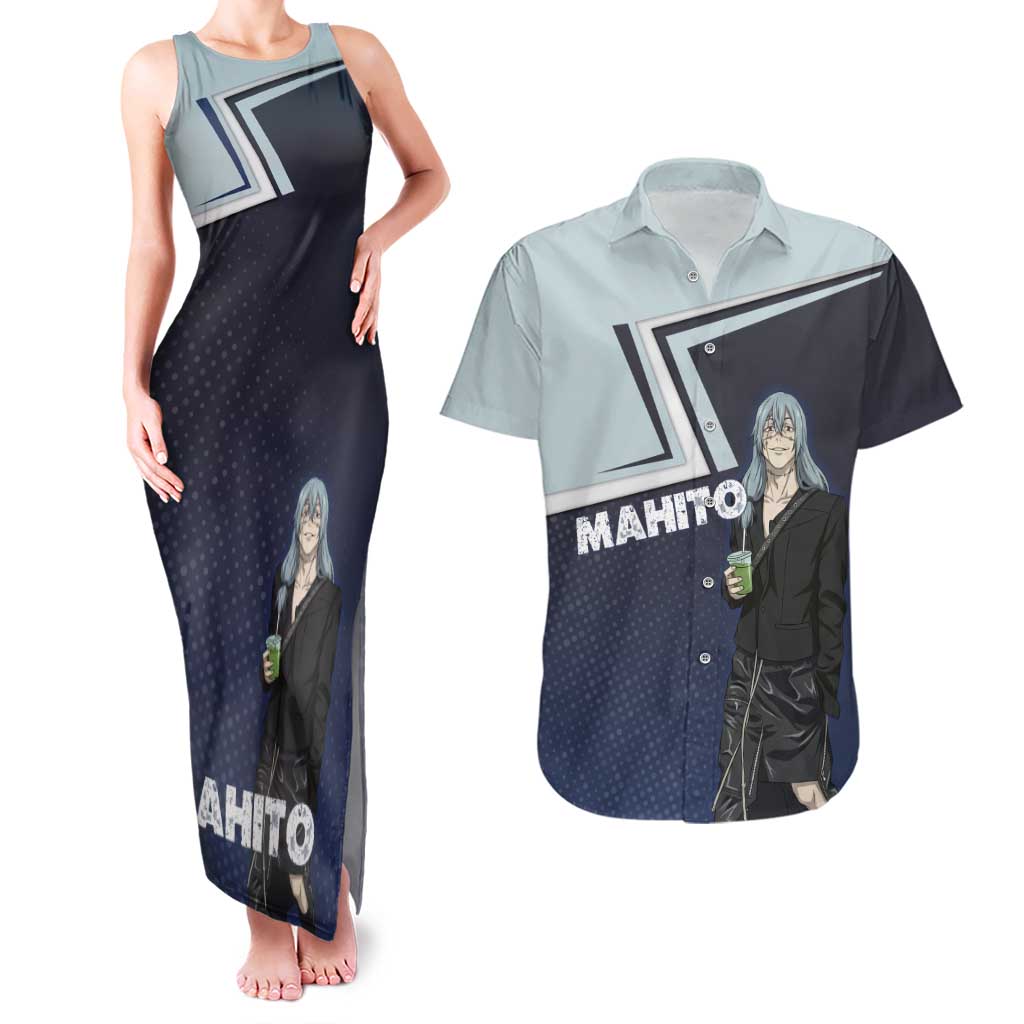 Mahito Couples Matching Tank Maxi Dress and Hawaiian Shirt Stylish Anime Villain Aesthetic