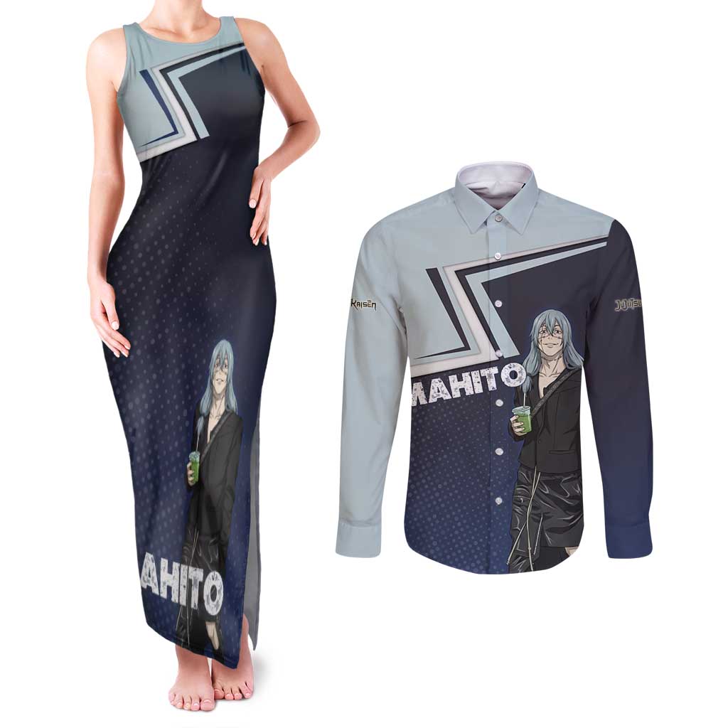 Mahito Couples Matching Tank Maxi Dress and Long Sleeve Button Shirt Stylish Anime Villain Aesthetic