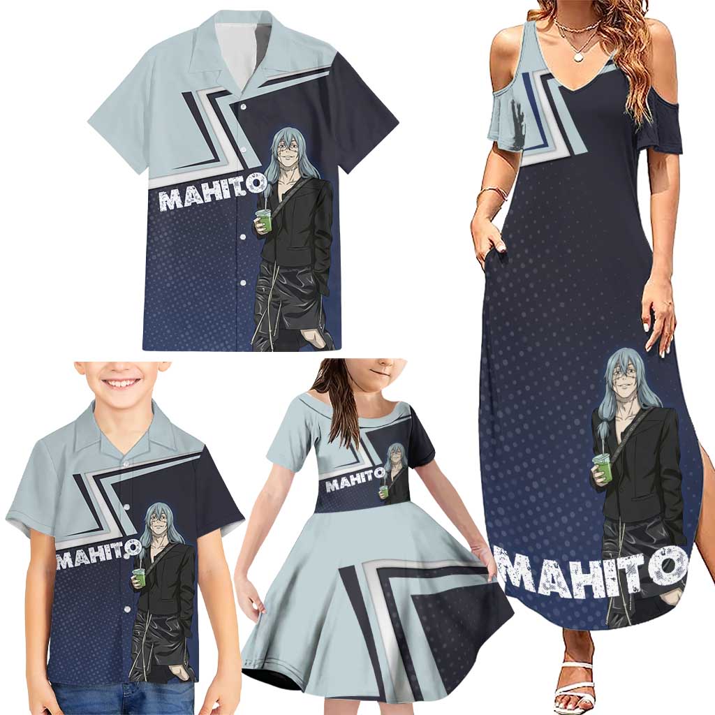 Mahito Family Matching Summer Maxi Dress and Hawaiian Shirt Stylish Anime Villain Aesthetic