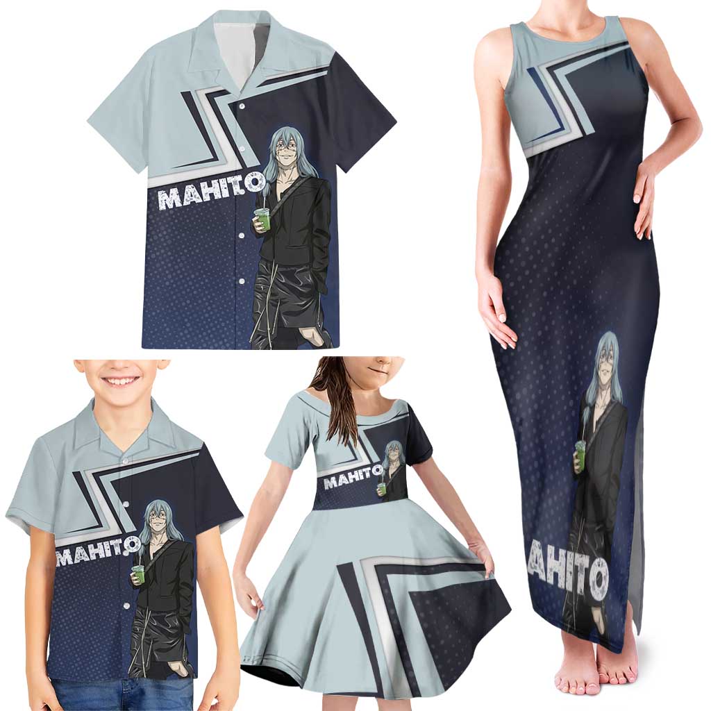 Mahito Family Matching Tank Maxi Dress and Hawaiian Shirt Stylish Anime Villain Aesthetic