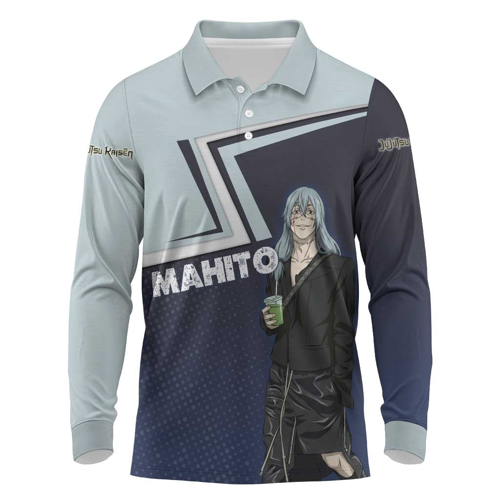 Mahito Long Sleeve Polo Shirt Stylish Anime Villain Aesthetic