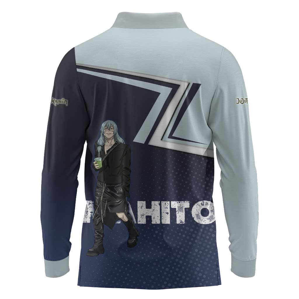 Mahito Long Sleeve Polo Shirt Stylish Anime Villain Aesthetic