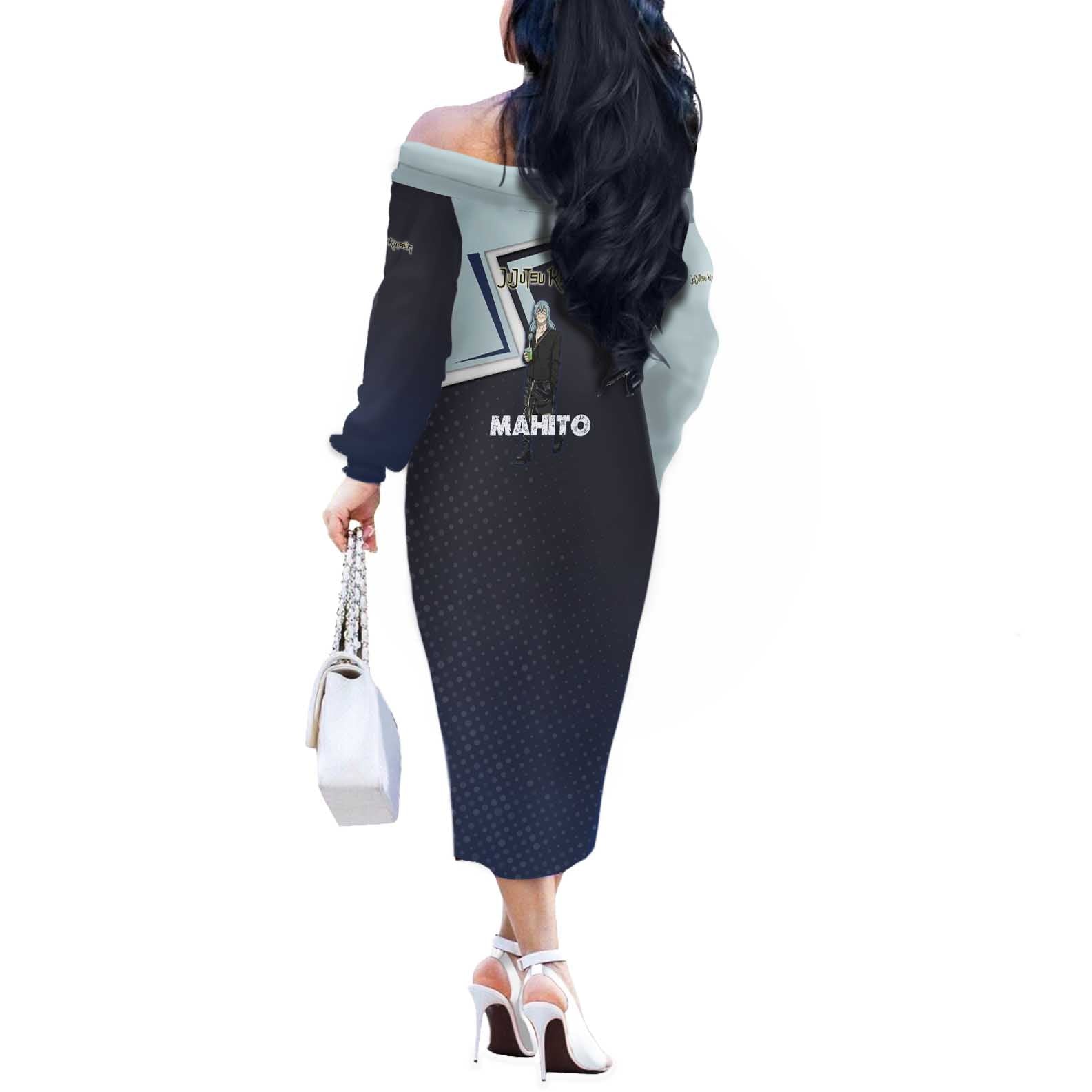Mahito Off The Shoulder Long Sleeve Dress Stylish Anime Villain Aesthetic