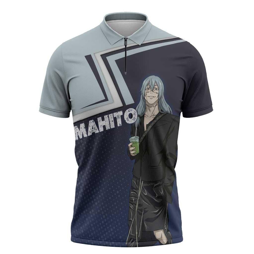Mahito Zipper Polo Shirt Stylish Anime Villain Aesthetic