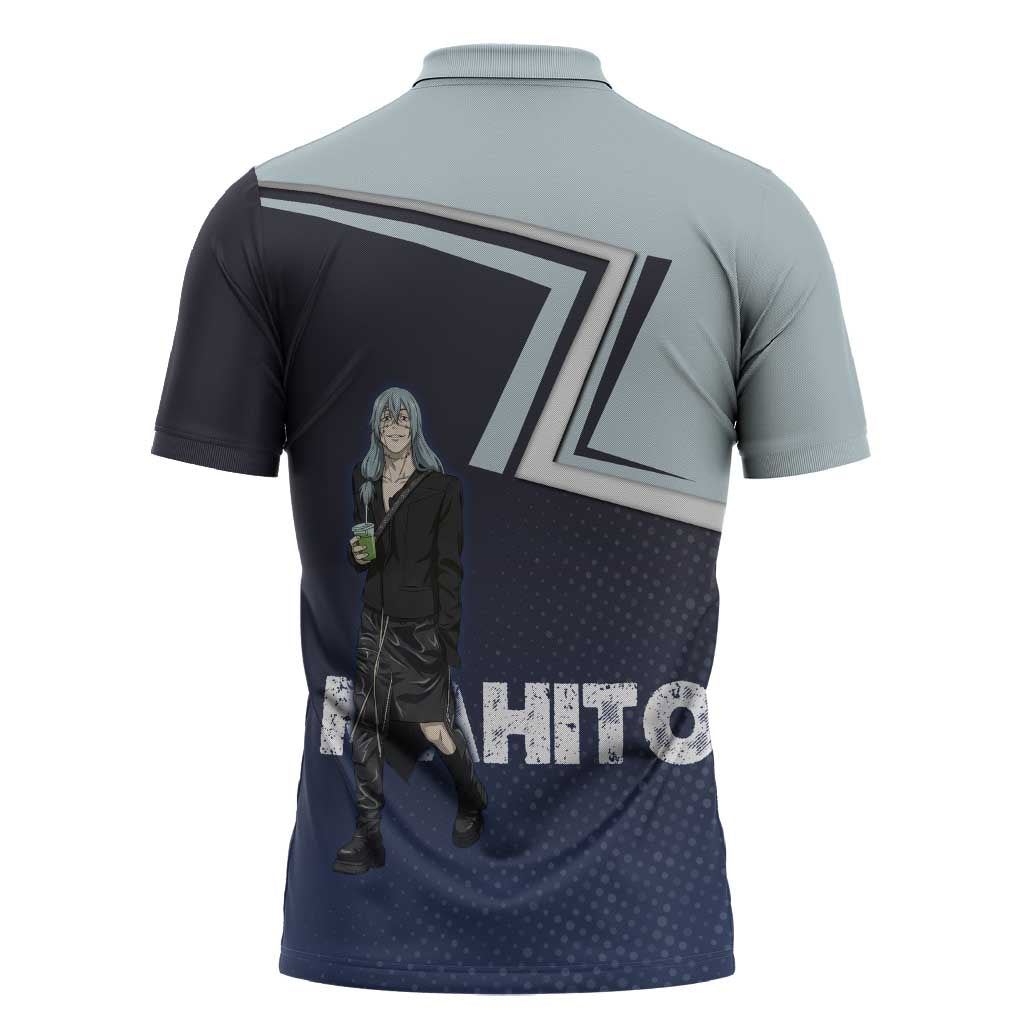 Mahito Zipper Polo Shirt Stylish Anime Villain Aesthetic