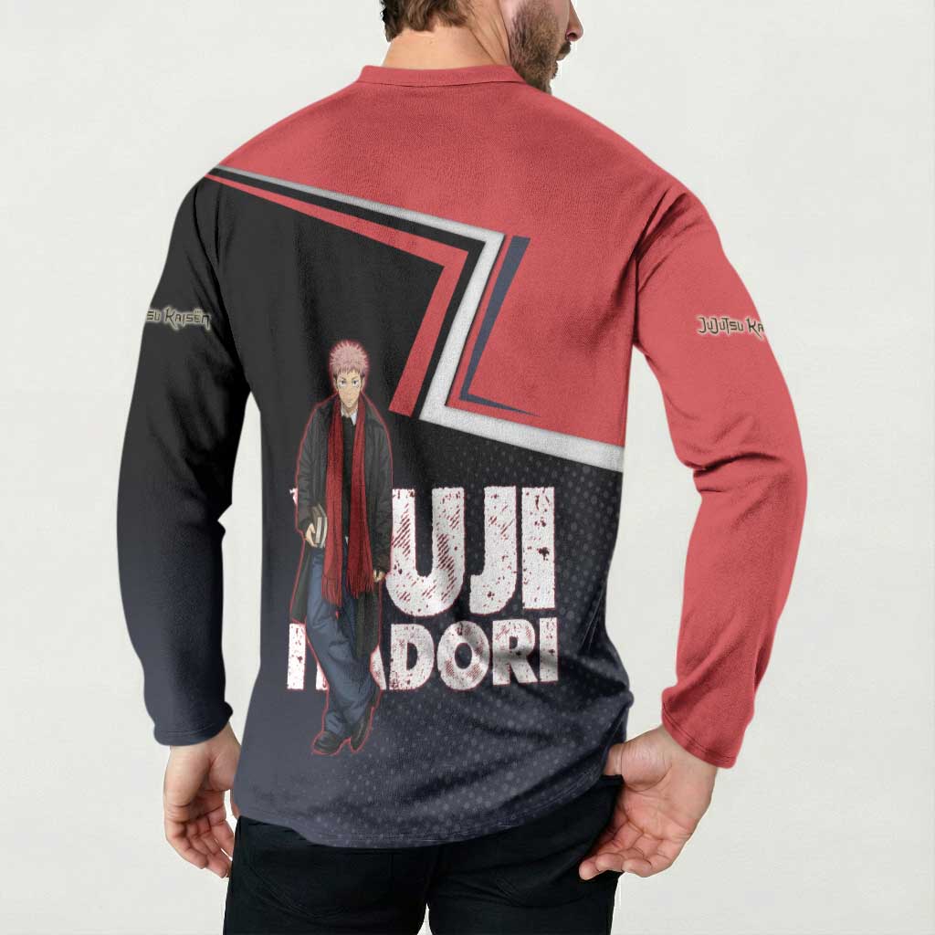 Yuji Itadori Button Sweatshirt Casual Anime Hero Style