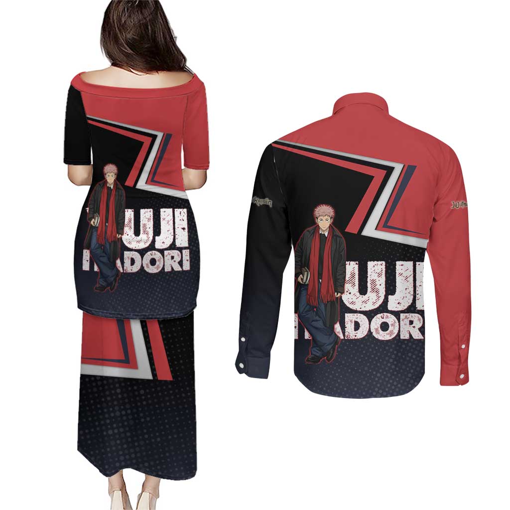 Yuji Itadori Couples Matching Puletasi and Long Sleeve Button Shirt Casual Anime Hero Style