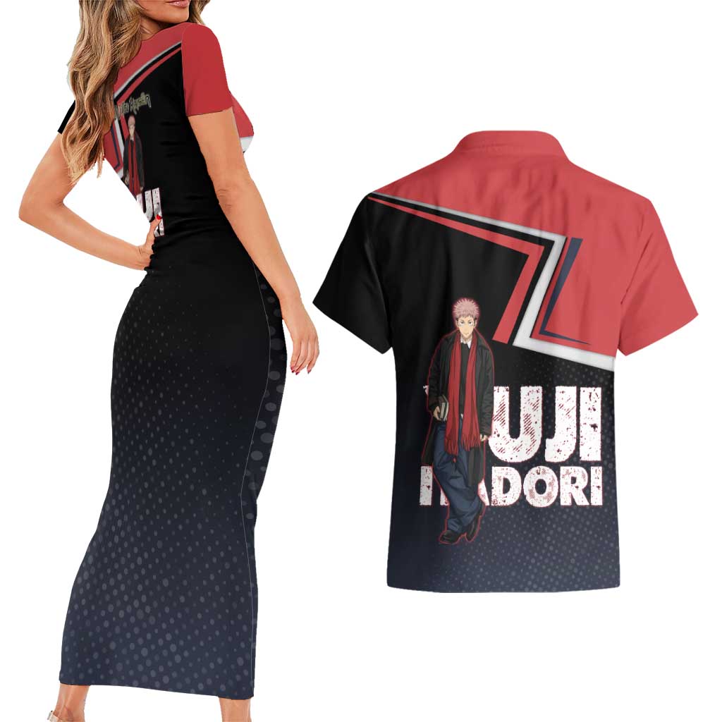 Yuji Itadori Couples Matching Short Sleeve Bodycon Dress and Hawaiian Shirt Casual Anime Hero Style