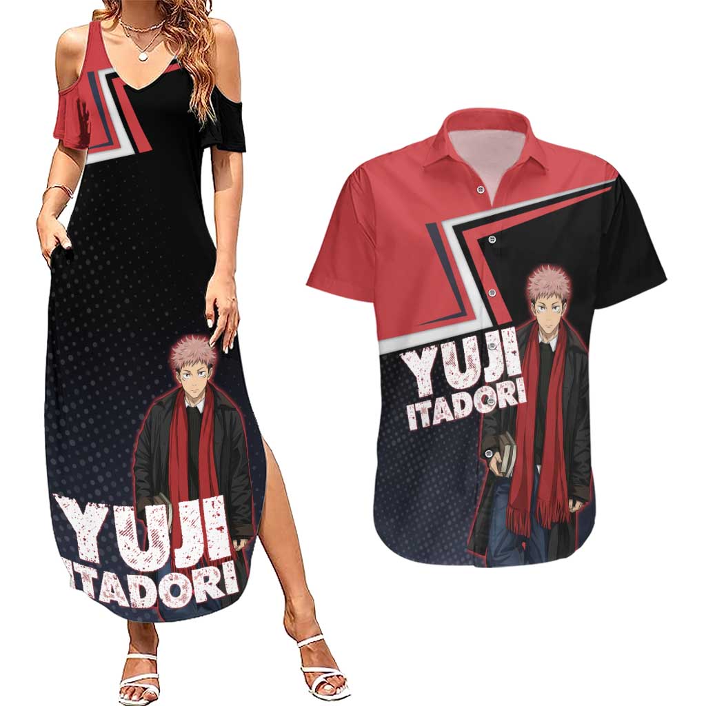 Yuji Itadori Couples Matching Summer Maxi Dress and Hawaiian Shirt Casual Anime Hero Style