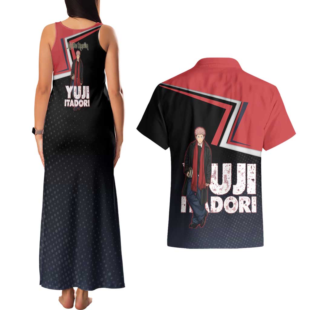 Yuji Itadori Couples Matching Tank Maxi Dress and Hawaiian Shirt Casual Anime Hero Style