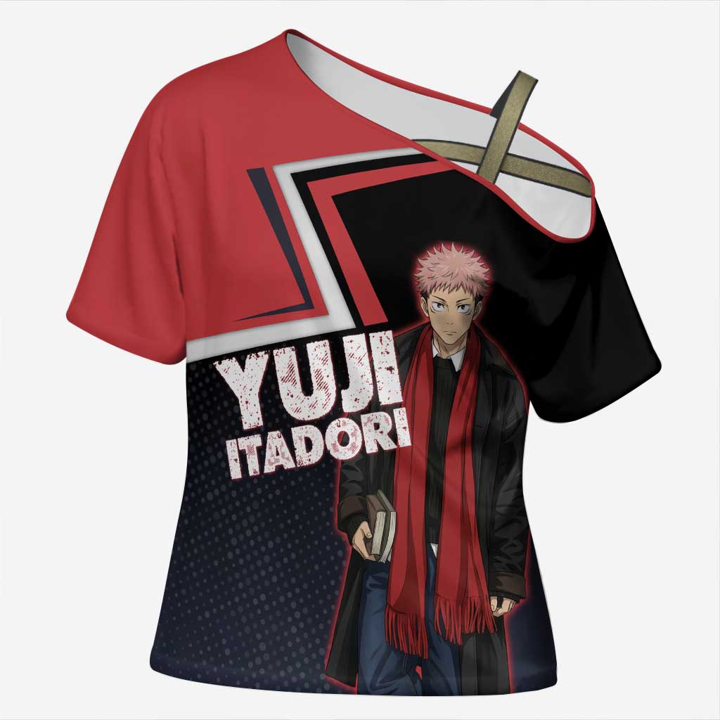 Yuji Itadori Cross Shoulder Shirt Casual Anime Hero Style