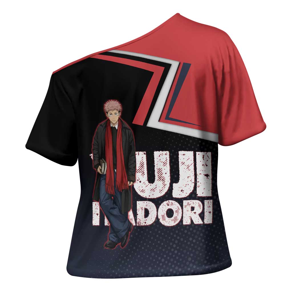 Yuji Itadori Cross Shoulder Shirt Casual Anime Hero Style