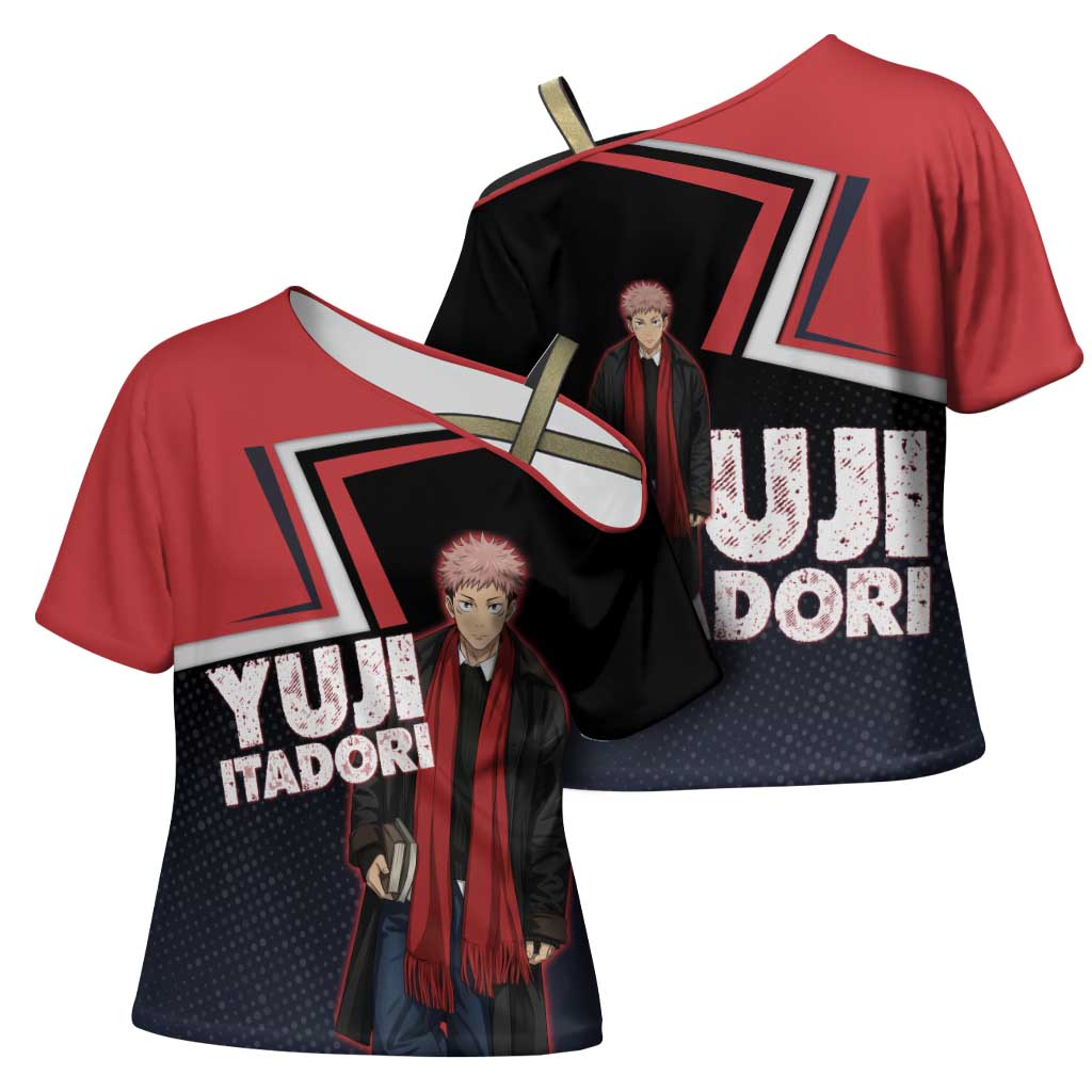 Yuji Itadori Cross Shoulder Shirt Casual Anime Hero Style