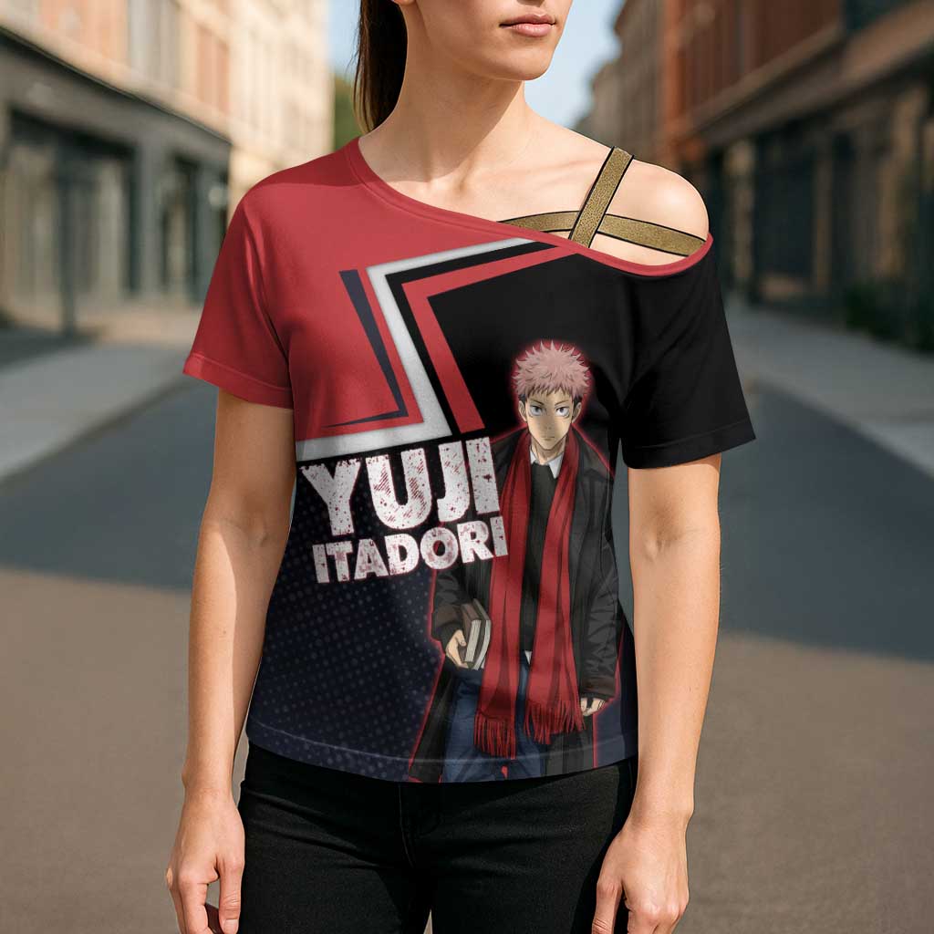 Yuji Itadori Cross Shoulder Shirt Casual Anime Hero Style