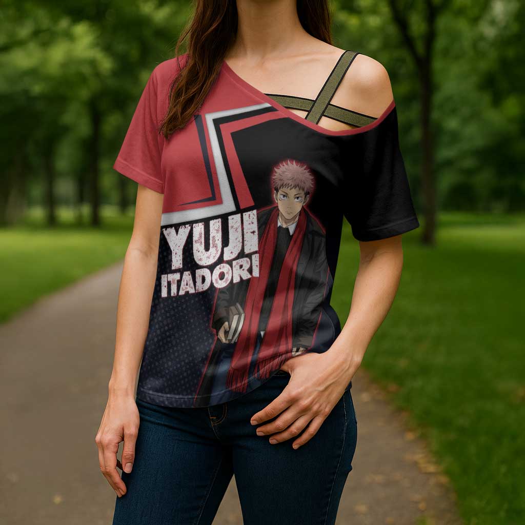 Yuji Itadori Cross Shoulder Shirt Casual Anime Hero Style