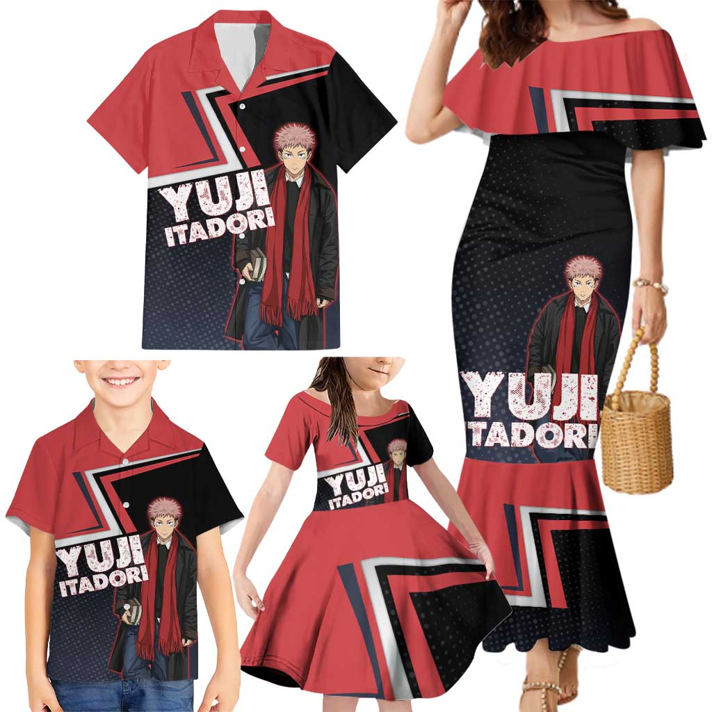 Yuji Itadori Family Matching Mermaid Dress and Hawaiian Shirt Casual Anime Hero Style