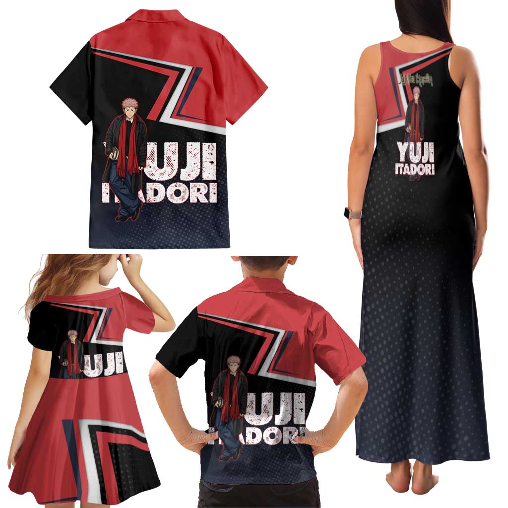 Yuji Itadori Family Matching Tank Maxi Dress and Hawaiian Shirt Casual Anime Hero Style