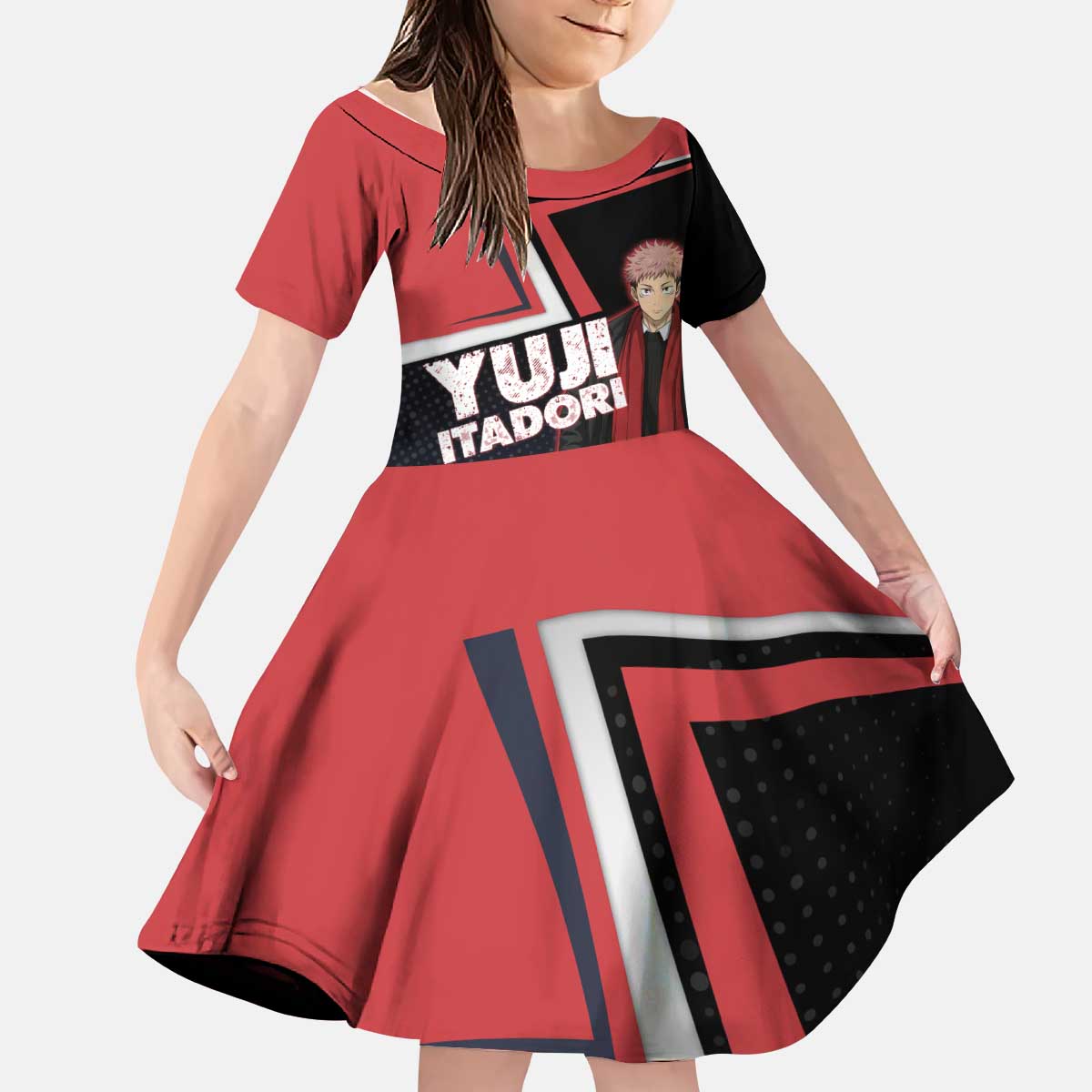Yuji Itadori Kid Short Sleeve Dress Casual Anime Hero Style