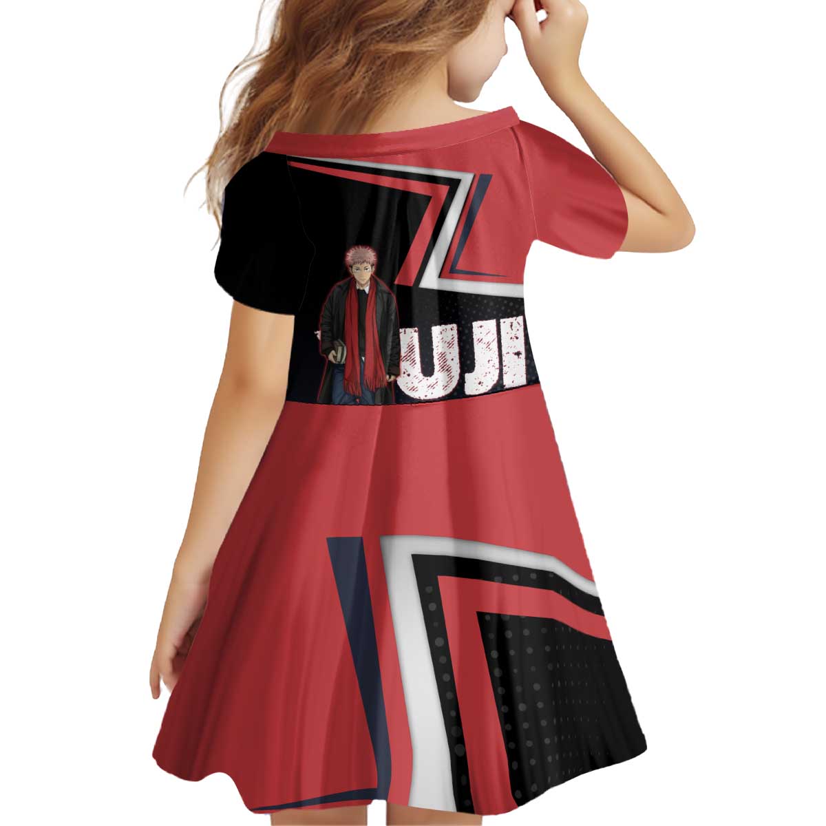 Yuji Itadori Kid Short Sleeve Dress Casual Anime Hero Style