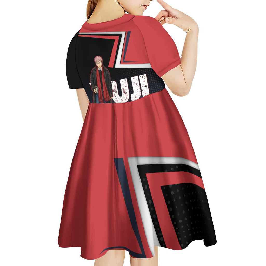 Yuji Itadori Kid Short Sleeve Dress Casual Anime Hero Style