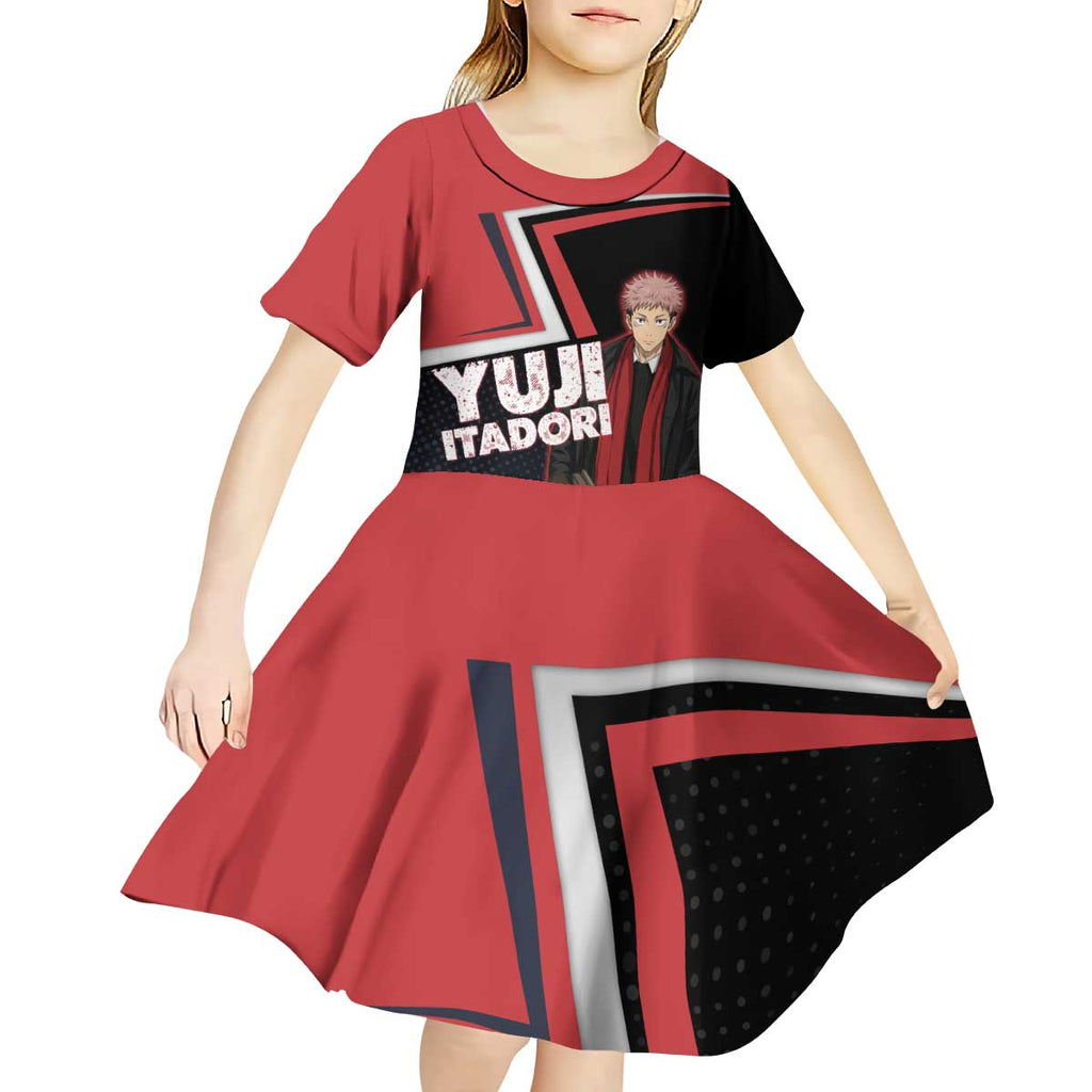 Yuji Itadori Kid Short Sleeve Dress Casual Anime Hero Style